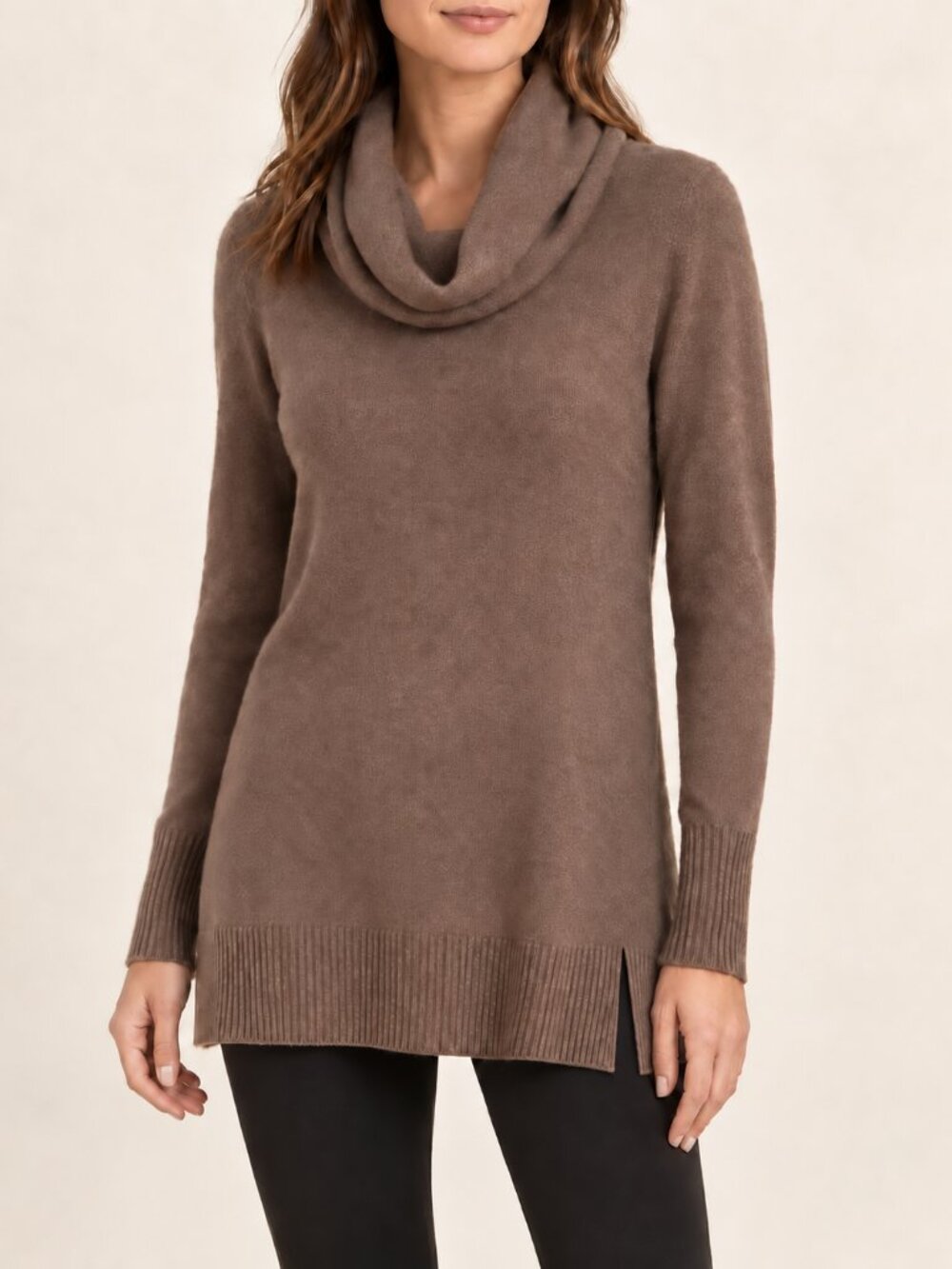 Saks Fifth Avenue 100% Cashmere Cowl Neck Tunic Sweater
